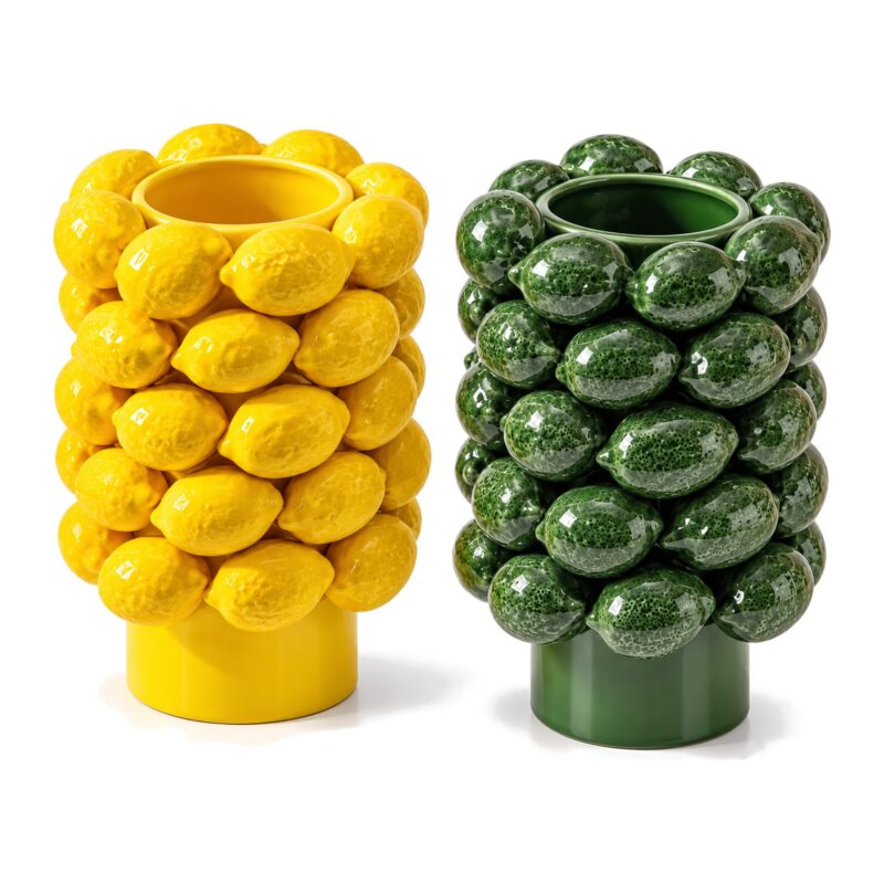 Wazon ceramiczny w kształcie cytryn 25 cm, żółty lub zielony - widok produktu