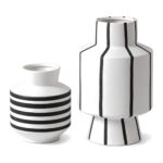 Wazon ceramiczny czarno-biały w paski 19 lub 32 cm, matowy - zdjęcie główne