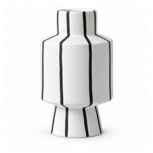 Wazon ceramiczny czarno-biały w paski 19 lub 32 cm, matowy - wariant 32 cm