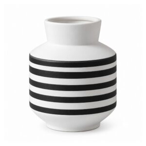 Wazon ceramiczny czarno-biały w paski 19 lub 32 cm, matowy - wariant 19,2 cm