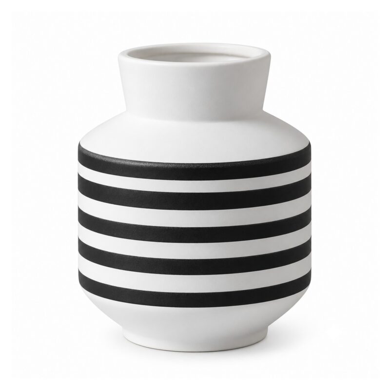 Wazon ceramiczny czarno-biały w paski 19 lub 32 cm, matowy - wariant 19,2 cm