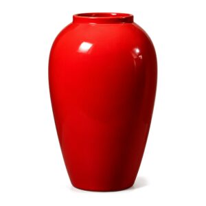 Wazon ceramiczny czerwony 34 cm, wysoki, błyszczące szkliwo - zdjęcie główne