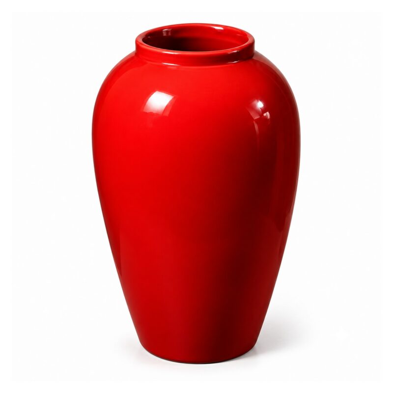 Wazon ceramiczny czerwony 34 cm, wysoki, błyszczące szkliwo - wariant wariant