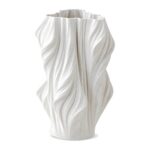 Wazon ceramiczny drukowany 3D, biały, falisty, 23-38 cm - zdjęcie główne