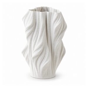 Wazon ceramiczny drukowany 3D, biały, falisty, 23-38 cm - wariant 23 cm