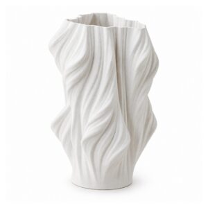 Wazon ceramiczny drukowany 3D, biały, falisty, 23-38 cm - wariant 38 cm
