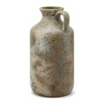 Wazon ceramiczny dzban z uchem 25,8 cm, vintage, postarzany szary - zdjęcie główne