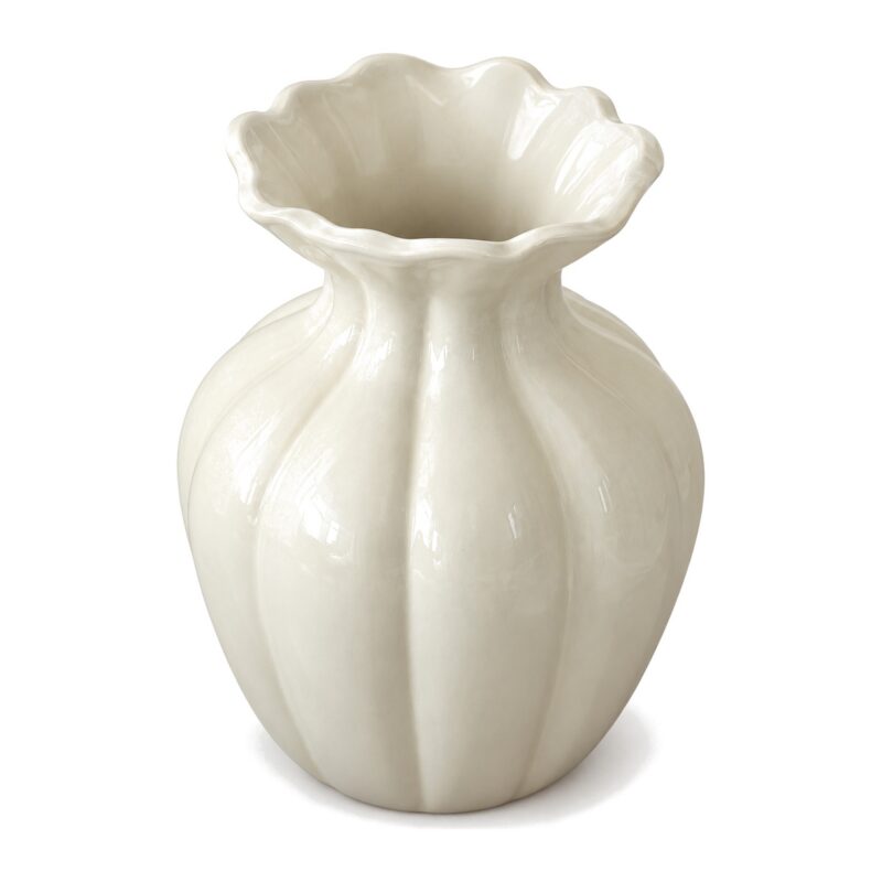 Wazon ceramiczny z falistym brzegiem 15 lub 21 cm, żebrowany, 3 kolory - widok produktu