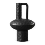 Wazon ceramiczny geometryczny z uchem, czarny lub biały, 20-30 cm - zdjęcie główne