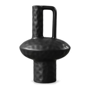 Wazon ceramiczny geometryczny z uchem, czarny lub biały, 20-30 cm - zdjęcie główne