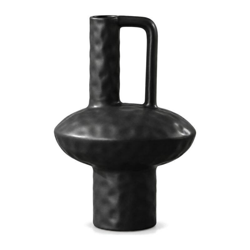 Wazon ceramiczny geometryczny z uchem, czarny lub biały, 20-30 cm - zdjęcie główne