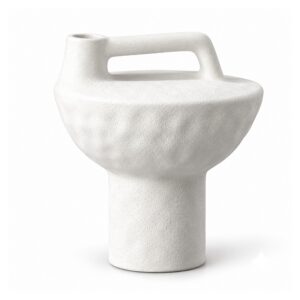 Wazon ceramiczny geometryczny z uchem, czarny lub biały, 20-30 cm - wariant biały, niski 20 cm