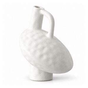 Wazon ceramiczny geometryczny z uchem, czarny lub biały, 20-30 cm - wariant biały, ukośny 25 cm