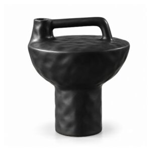 Wazon ceramiczny geometryczny z uchem, czarny lub biały, 20-30 cm - wariant czarny, niski 20 cm