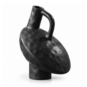 Wazon ceramiczny geometryczny z uchem, czarny lub biały, 20-30 cm - wariant czarny, ukośny 25 cm