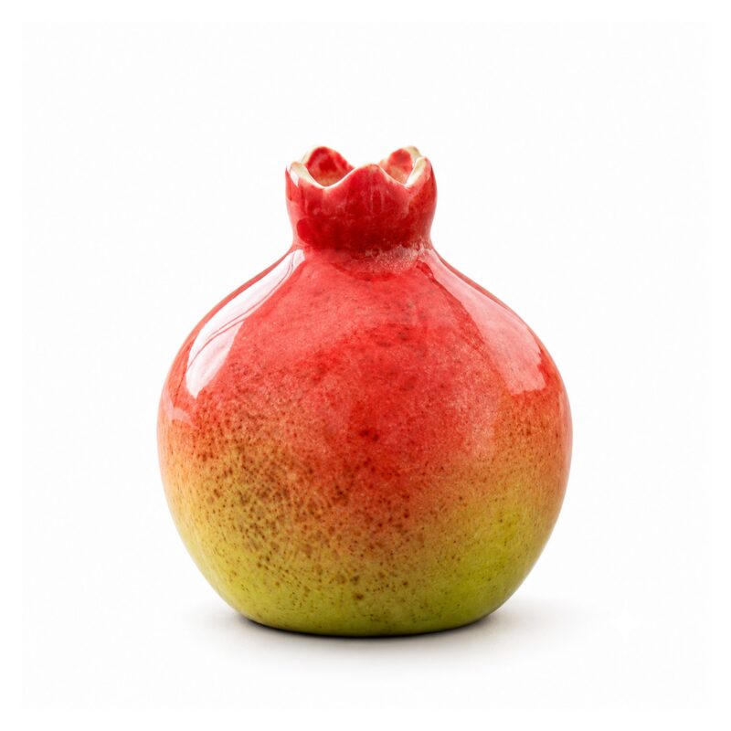Wazon ceramiczny granat, mały wazonik na kwiaty, 8, 12 lub 16 cm - wariant pomarańczowo-zielony, 8 cm