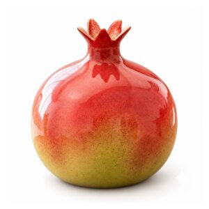 Wazon ceramiczny granat, mały wazonik na kwiaty, 8, 12 lub 16 cm - wariant pomarańczowo-zielony, 16 cm