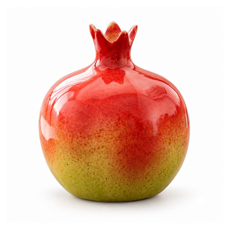 Wazon ceramiczny granat, mały wazonik na kwiaty, 8, 12 lub 16 cm - wariant pomarańczowo-zielony, 12 cm