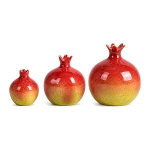 Wazon ceramiczny granat, mały wazonik na kwiaty, 8, 12 lub 16 cm - trzy rozmiary obok siebie na białym tle, bez napisów