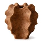 Wazon ceramiczny imitujący drewno 38 cm, falisty, rustykalny, brązowy - zdjęcie główne