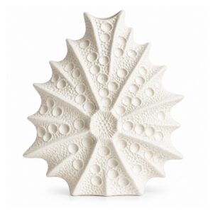 Wazon ceramiczny jeżowiec morski, płaski, biały lub czarny, 11-24 cm - wariant biały, 20,7 x 10,5 x 24 cm
