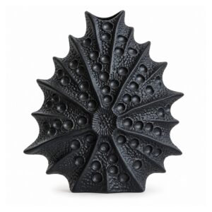 Wazon ceramiczny jeżowiec morski, płaski, biały lub czarny, 11-24 cm - wariant czarny, 20,7 x 10,5 x 24 cm