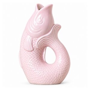 Wazon ceramiczny w kształcie karpia, szkliwiony, 26,5 lub 31,5 cm - wariant różowy, 31,5 cm