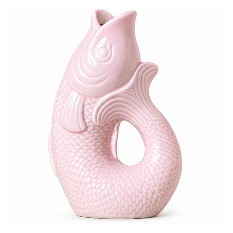 Wazon ceramiczny w kształcie karpia, szkliwiony, 26,5 lub 31,5 cm - wariant różowy, 31,5 cm