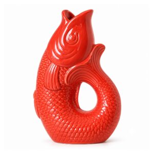 Wazon ceramiczny w kształcie karpia, szkliwiony, 26,5 lub 31,5 cm - wariant czerwony, 31,5 cm