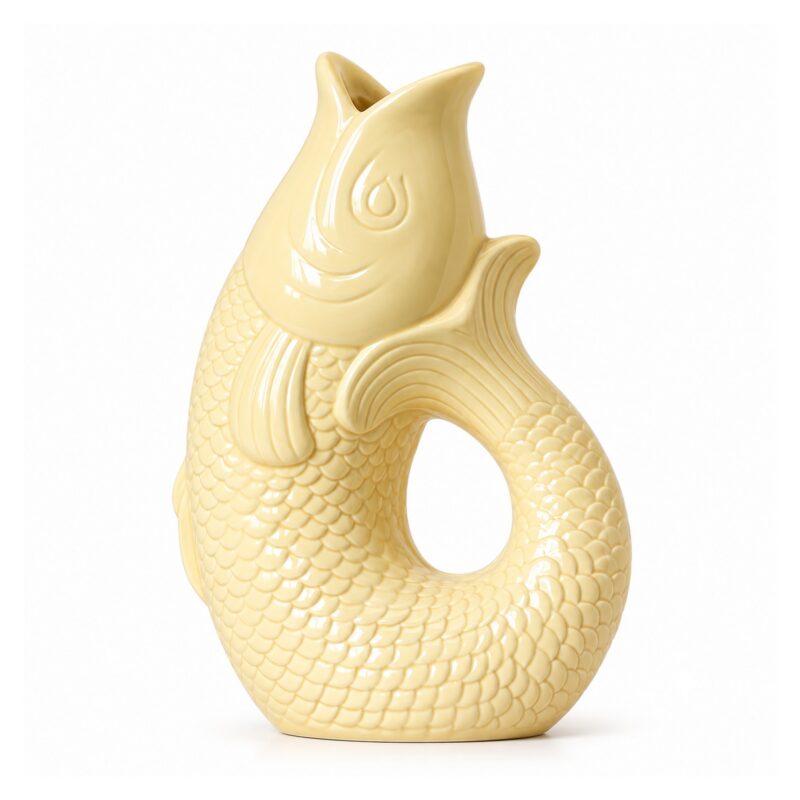 Wazon ceramiczny w kształcie karpia, szkliwiony, 26,5 lub 31,5 cm - wariant żółty, 26,5 cm
