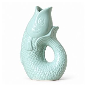 Wazon ceramiczny w kształcie karpia, szkliwiony, 26,5 lub 31,5 cm - wariant miętowy, 26,5 cm