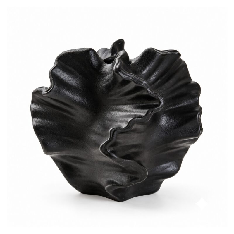 Wazon ceramiczny koralowy na suszone kwiaty, matowy, 12,6 cm - wariant czarny