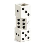 Wazon ceramiczny kostki do gry 24 cm, biały z kolorowymi oczkami - zdjęcie główne