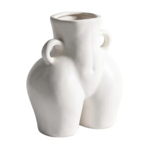 Wazon ceramiczny w kształcie ciała 14 cm, z uszkami, nowoczesny - wariant biały matowy