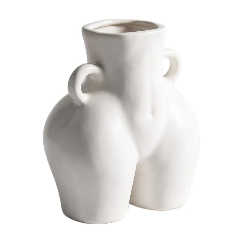 Wazon ceramiczny w kształcie ciała 14 cm, z uszkami, nowoczesny - wariant biały matowy