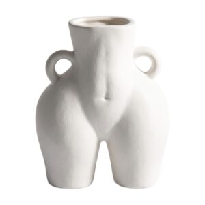 Wazon ceramiczny w kształcie ciała 14 cm, z uszkami, nowoczesny - wariant biały szroniony