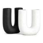 Wazon ceramiczny w kształcie litery U 18,5 cm, biały lub czarny - zdjęcie główne