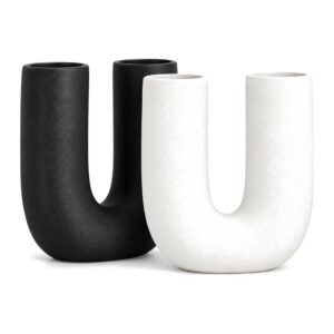Wazon ceramiczny w kształcie litery U 18,5 cm, biały lub czarny - zdjęcie główne