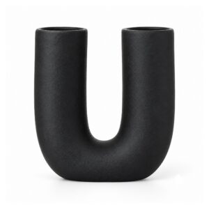 Wazon ceramiczny w kształcie litery U 18,5 cm, biały lub czarny - wariant czarny