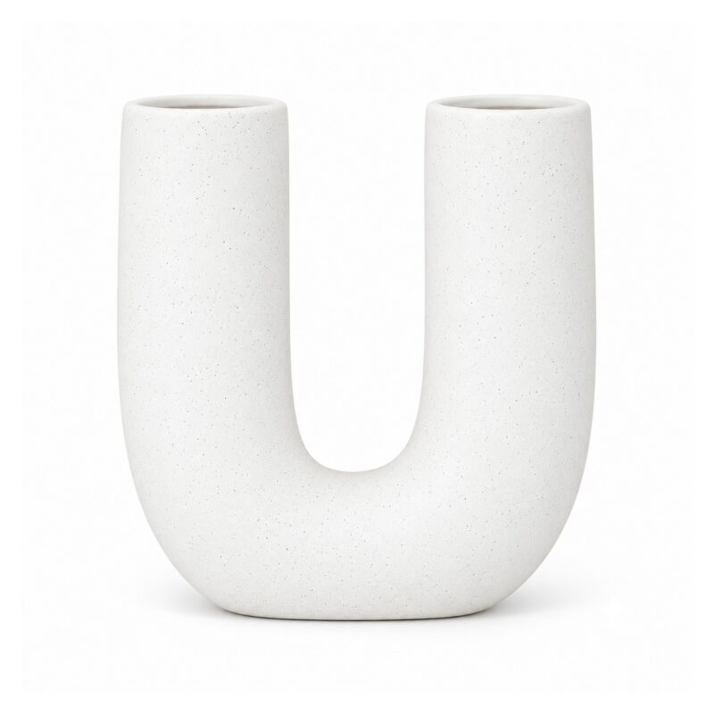 Wazon ceramiczny w kształcie litery U 18,5 cm, biały lub czarny - wariant biały
