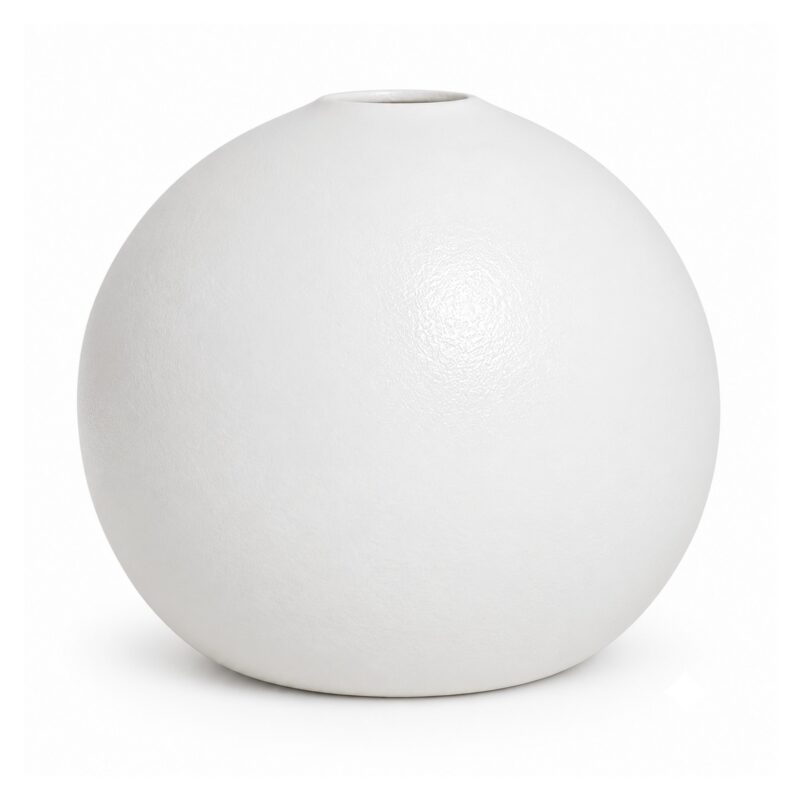 Wazon ceramiczny kula, matowy, czarny lub biały, 8-14 cm - wariant biały, 14 cm