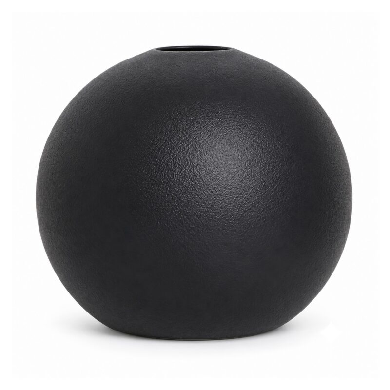 Wazon ceramiczny kula, matowy, czarny lub biały, 8-14 cm - wariant czarny, 14 cm
