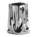 Wazon ceramiczny w kształcie marszczonej torby, srebrny lub złoty - zdjęcie główne