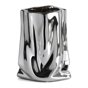 Wazon ceramiczny w kształcie marszczonej torby, srebrny lub złoty - zdjęcie główne