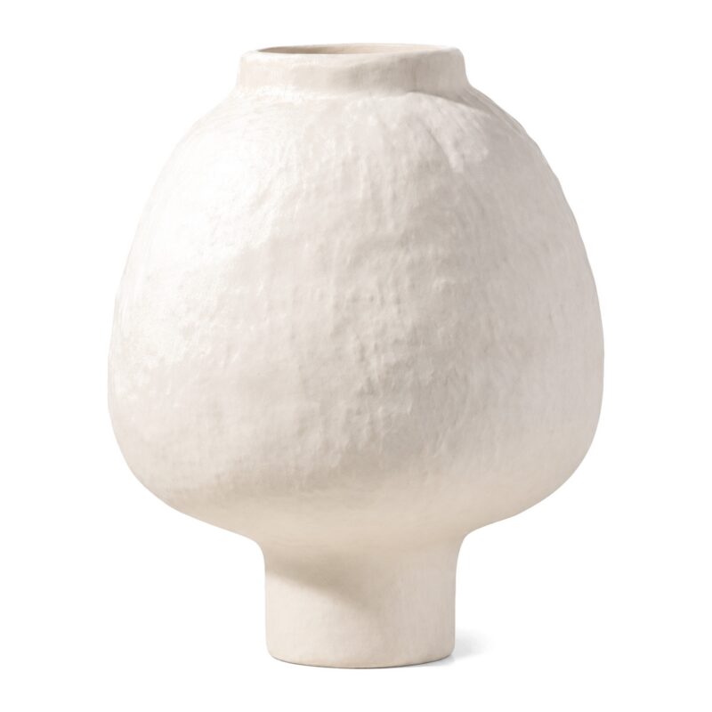 Wazon ceramiczny matowy z fakturą 21 cm, pękaty, na nóżce - zdjęcie główne