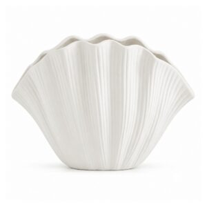 Wazon ceramiczny muszla 20 x 16 cm, biały, na suszone kwiaty - wariant wariant