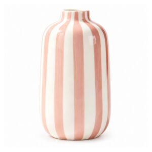 Wazon ceramiczny w paski 14 cm, ręcznie malowany, mały, 4 kolory - wariant różowy