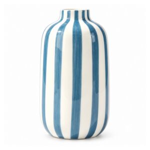 Wazon ceramiczny w paski 14 cm, ręcznie malowany, mały, 4 kolory - wariant niebieski