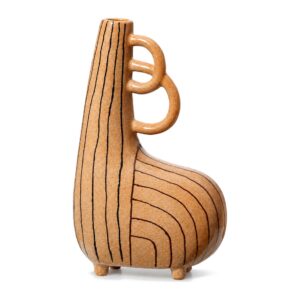 Wazon ceramiczny w paski z uszkami, szkliwo spękane, 23,5 lub 35,5 cm - zdjęcie główne