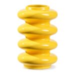 Wazon ceramiczny z pierścieniami 20 cm, spiralny, żółty lub zielony - zdjęcie główne